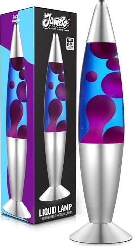 Jambo 16" Beautiful Liquid Lamp- Blue with Purple Wax, Relaxing Magma Light, Night Light Nightlight, Home Decor Living Room Office Bedroom Lamp for Adults Teens Kids