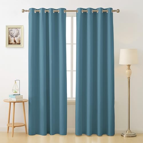 Image of Cloth Fusion 75% Blackout Door Curtains 9 Feet Long Set of 2, Room Darkening Parda with Stainless Steel Grommets for Home Decor (9x4 Feet, Sky Blue)