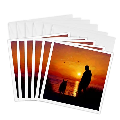 Lot de 6 cartes de vœux homme et son chien idée cadeau papeterie