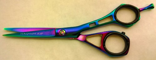 5.5" Professional Hair Dressing CUTTING Barber Scissors Shears MAGNUM Titanium RAINBOW Free Rings