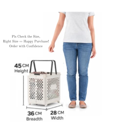 Image of Plastic Foldable Laundry Basket with Wheels 45L | Small Size | Collapsible Laundry Hamper & Toy Storage Basket 46 X 36 X 28CM | Laundry & Home Organization