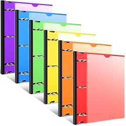 INFUN 1.5 Inch Telescoping 3 Ring Binder,6 PackFlexible Round Binder with Customizable Front Cover and Clear Catalog Pocket, Assorted ColorsPerfect for School, Office & Home