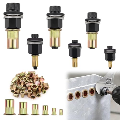MISIQIMA 6 Pièces Pince A Insert Fileté Contenant 60 Insert Fileté Metal de Tailles M3 M4 M5 M6 M8 M10, Cet Outil de Rivetage Simple Peut Étre Utilisé...