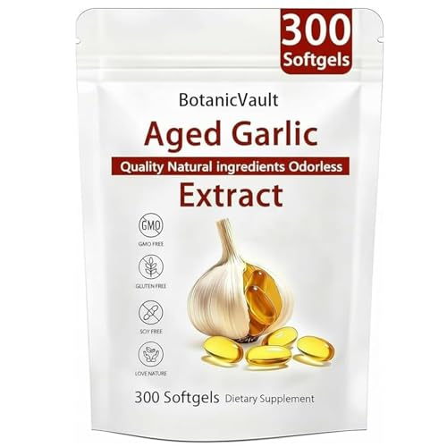 Nuvapure Aged Garlic Extract Botanic Vault Aged Garlic Extract OdorlessGarlic Extract Capsules Heart Support All-Natural Non-GMO 300 Softgels