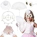 Jenaai 8 Pcs Girls Tea Party Supplies Kids Tea Party Gloves Fascinators Hats Necklace Earrings Ring Bracelet Fan Glasses(White, Fresh)