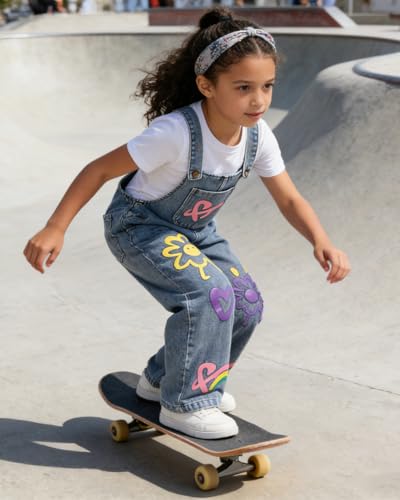 Image of OLMRJKD Toddler Girl Summer Clothes Short Sleeve Denim Overall Jumpsuit with Top Girls Spring Outfits Set