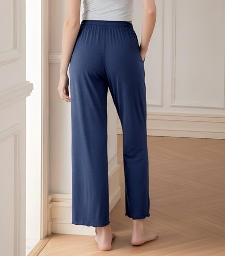 Image of DAVID ARCHY Women Pajama Pants Bamboo Rayon Comfy Cooling Lounge Sleep Flowy Casual Wide Leg Pj Bottom with Pockets 1 /2 Pack
