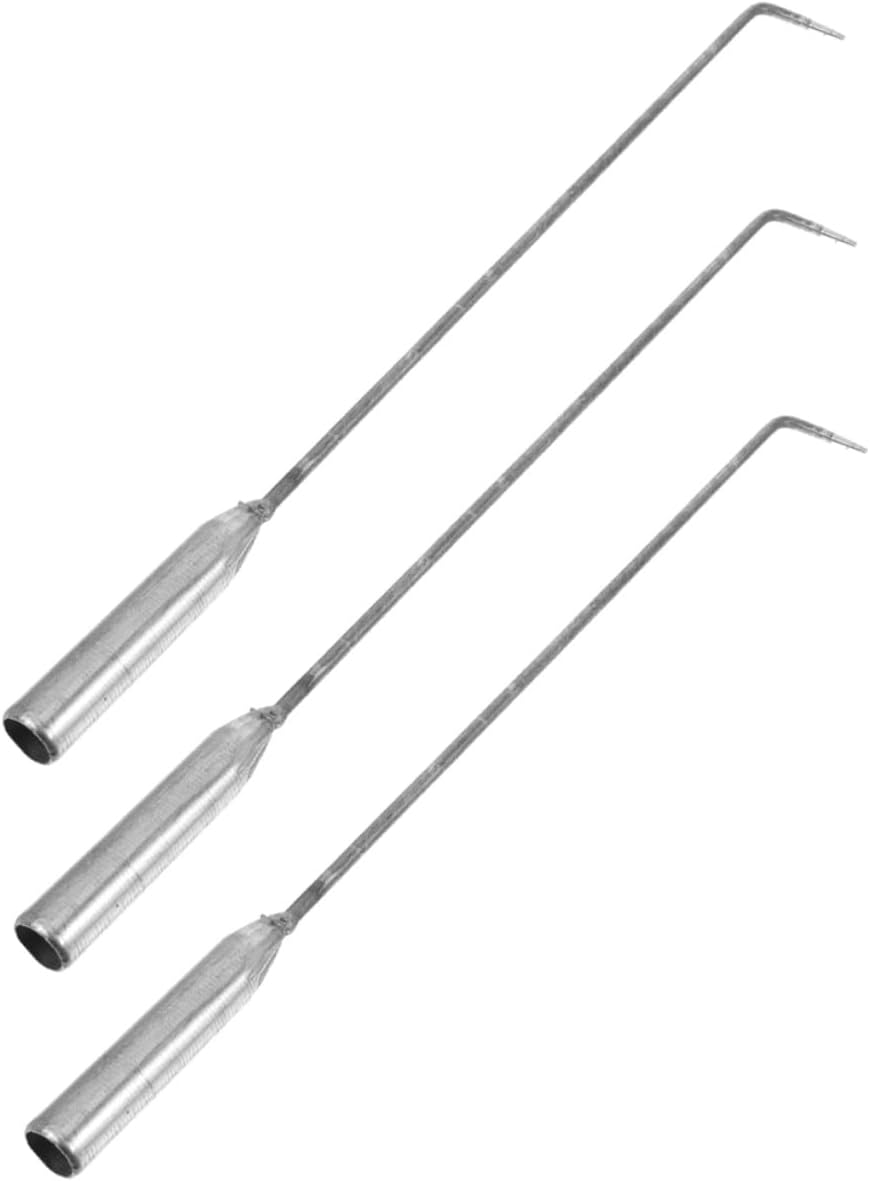 Abaodam 3pcs Fireplace Poker Set with Iron Briquette Hooks, Handheld Fire Pit Tools for Indoor and Outdoor Camping, Firewood Log Fire Pit Accessories