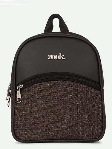 Image of ZOUK Dalila Mini Daypack | Stylish Small Backpack for Women | Compact | Bag for Girls | Daily College Use | Travel Day Pack | Vegan Leather | Handcrafted | Water-Resistant