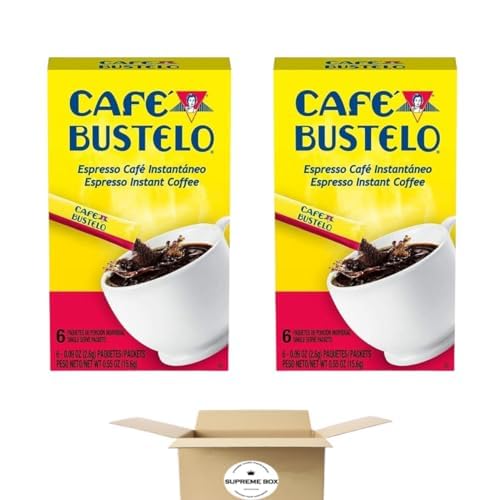 SUPREME BOX Cafe Bustelo Espresso Roast Dark Roast Instant Coffee - 6ct - Pack of 2 (12 ct in total)
