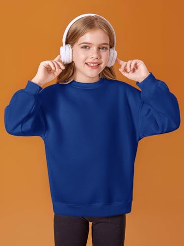 Haloumoning Girls Oversized Crewneck Sweatshirts Kids Fashion Fleece Drop Shoulder Pullover 5-14 Years2