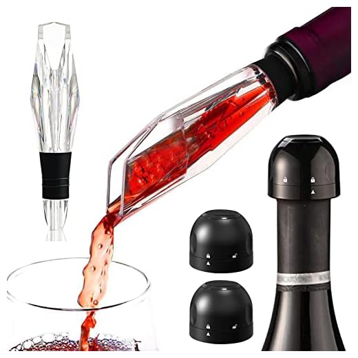 Lohofrnny Weinbelüfter Ausgießer, Tropffreier Rotwein ausgießer mit 2 Stück Weinverschluss Dekantierausgießer mit Belüfter das Perfekte Geschenk für Liebhaber Edler Weine