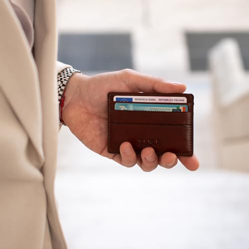 Time Resistance Credit Card Case - Leather Business Card Holder - Italian Handmade Card Organizer2