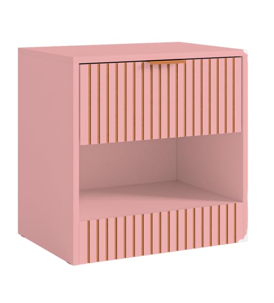 Apetaccat Mesita de noche, pequeña mesita de noche con cajón, mesitas de noche de madera para niños, 39 x 39 x 28 cm, mesa auxiliar para dormitorio, salón, oficina, rosa