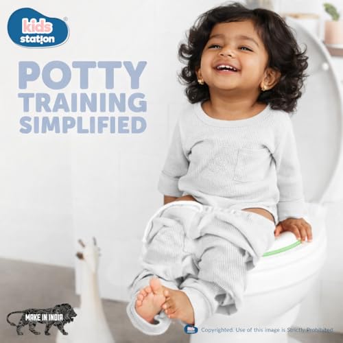 Image of Kids Station Portable Baby Potty Training Seats - Suitable for potty training of Boys - Potty Training Seat for 1+ Year child - Hang on the wall with Soft Cushion for New Born Baby /Infant /Kids (Green)