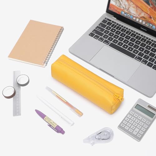 Image of Pencil Case Small Zipper Pen Pouch for School Office Art Supplies Stationery Organizer Bag for Pens Markers(Yellow /Oxford)