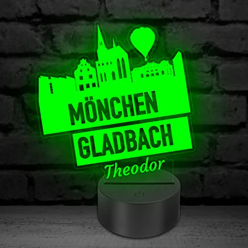 Aina Mönchengladbach Skyline Geschenke Fanartikel mit Namen Gravur 3D LED Lampe Gladbach