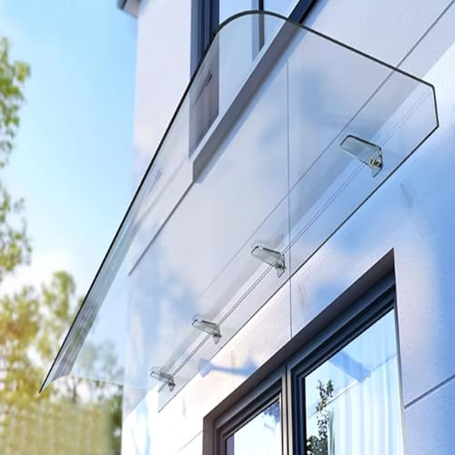 Auvent de Porte et Fenêtres Extérieur,Abri Banne Entrée Protection UV Pluie Neige et Soleil,Toit Marquise en Polycarbonate Transparent Isolation Thermique...