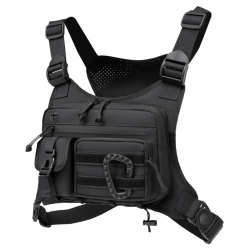 Bolso de pecho para hombre y mujer chaleco táctico impermeable negro