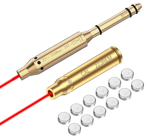 Befbox Bore Sight Kit .22LR/.223REM/.243/6mm Red Dot Boresighter End Barrel Laser Bore Sighter Accurately with Batteries