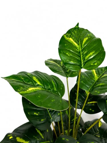 Image of Cocco.BUA Artificial Plant with Black Pot, 18 Leaves, 76 CM (2.5 Feet) (Variegated Green Plant)