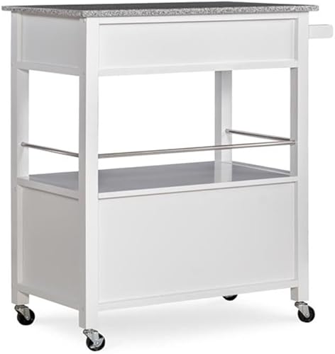 Miniatura 5 de Riverbay Furniture Carrito de isla de cocina con tapa de granito de madera de pino con amplio almacenamiento en blanco