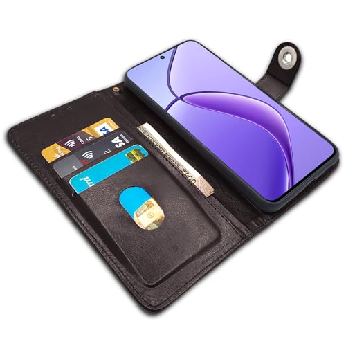 Image of Pikkme Flip Cover Leather Finish | Inside TPU with Card Pockets | Complete Protection Button Flip for Realme Narzo 70x 5G / N65 / Realme 13 /12 /12X 5G /C65 (Coffee)