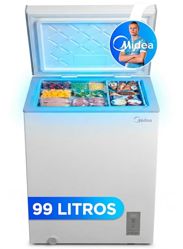 MIDEA Arcon Congelador Pequeño de 99L | Congelador Horizontal Convertible a Frigorífico con Motor Inverter, Control Electrónico de Temperatura, Cestas con Asa | Arcón Silencioso 38 db Bajo Consumo