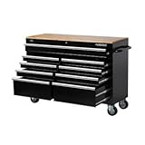 Husky 52 in. W 9-Drawer Mobile with 5 in. x 2 in. casters Work Bench in Black