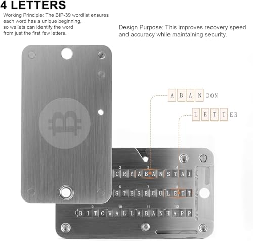 Seed Phrase Storage, Crypto Steel Metal Secure Bitcoin Wallet, Private Key Recovery Cold Storage Backup, 24 Words Compatible with BIP39 Hardware Wallets as Gifts by SAMYERLEN - Image 2