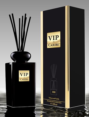 Difusor de Varillas VIP 800 | Olor PERFUME - 800 | Aroma Tabaco y Vainilla | 210 ml | Larga Duración 90 DÍAS | Perfume de Alta Gama para el Hogar
