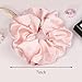Oversized Satin Scrunchies for Women - 2 Pack Extra Large Hair Ties Accessories, Big Silk-Like Ponytail Holders, No-Damage Elastic Bands for Thick Curly Hair, Light Pink