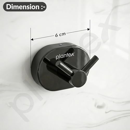 Image of Plantex J4 Stainless Steel Clothes Hanger for Wall /Hangers for Bathroom /Robe Hook /Bathroom Accessories (PVD Black Finish) Onix