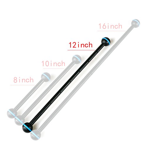 MEIKON 12" Double Ball Arm for Connecting Strobe/Video Light to Underwater Housing - Thumbnail 5