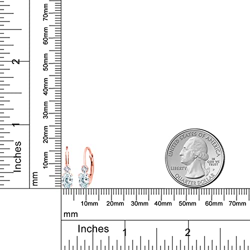 Gem Stone King 18K Yellow Gold Plated Silver Gemstone Birthstone and White Created sapphire Drop Leverback Earrings for Women | Oval 6X4MM and Round 2MM | 3/4 Inch4