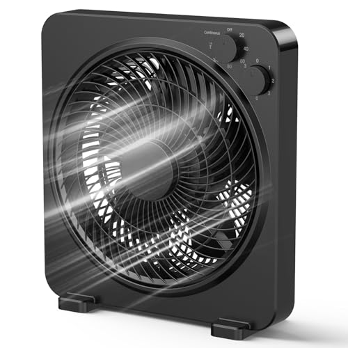 XHK 13' Box Fan, Table Fan, Quiet Powerful Desk Fan with 3 Adjustable Speeds, 120 Min Timer, Compact & Portable, Fan for Bedroom Home, Office, Kitchen