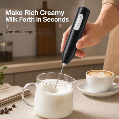 Image of Coffee Frother Electric Rechargeable Coffee Maker Machine Milk Frother with Rechargeable 3 Speed Control, Dual Spring Whisk, Stand, and Handheld Mixer for Latte, Cappuccino, Matcha, Cream, and Coffee