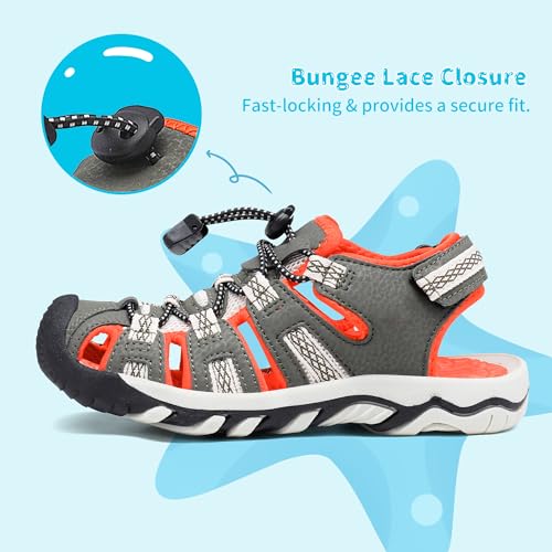 Image of DREAM PAIRS Boys Girls Summer Outdoor Athletic Sport Sandals Walking Water Hiking Hook and Loop Adjustable Multicolor for Toddler /Little /Big Kids