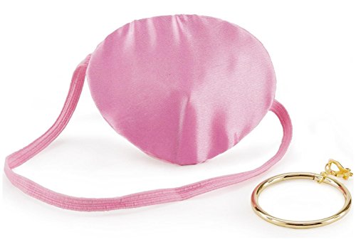 Pink Pirate Eye Patch w/Plastic Gold Earring Party Accessory (1 count) (1/Pkg)