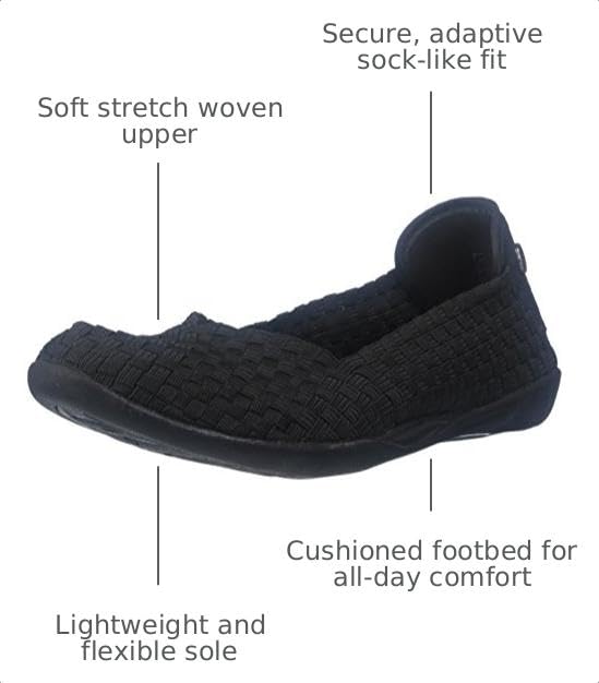 Image of Bernie Mev Catwalk Women's Stretch Woven Slip On Flat Shoes for Women