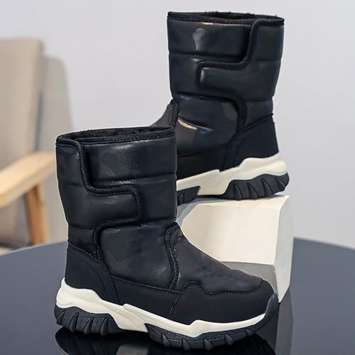 Boys Girls Snow Boots 𝐖aterproof Slip 𝗥esistant Outdoor Slip On Winter Warm F𝐮r Lined Outdoor Kids Boots Flat Shoes3