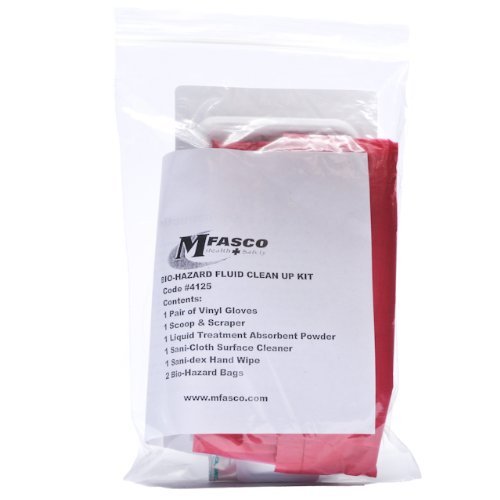 MFASCO Bloodborne Pathogens Spill Kit - Cleaning Bag, Disposable Vomit Clean Up Kit for Restaurants, Safety for Bodily Fluids, Blood, Latex Free, First Aid, Non-Chlorinated Fluid Urine Solidifier