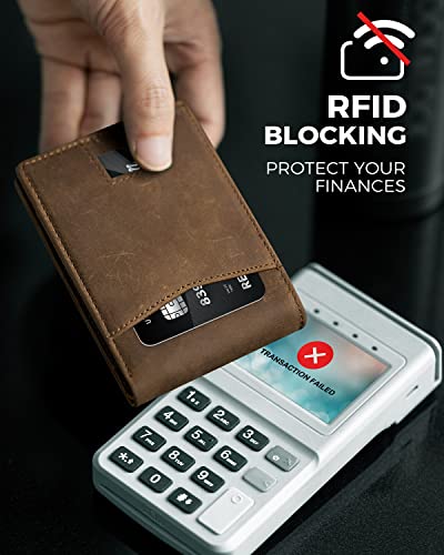 LORZOR AirTag Leather Wallet for Men, Bifold Full Grain Leather Minimalist Front Pocket RFID Blocking AirTag Mens Wallet with ID Window, Gift for Men, up to 12 Cards4