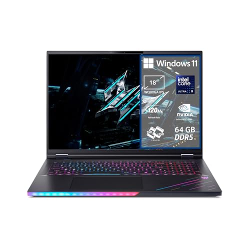 acer Predator Helios 18 AI PH18-73-950M Notebook Gaming, Intel Core Ultra 9 275HX, RAM 64 GB, 3 TB SSD, Display 18' WQUXGA IPS Mini LED, NVIDIA GeForce RTX 5090 24 GB GDDR7, Windows 11 Home