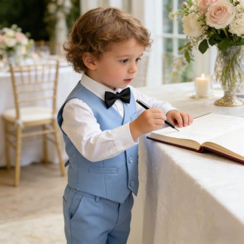 Image of Baby Boys Clothes Suits Toddler Formal Gentleman Wedding Outfit Dress 4Pcs Infant Suit Sets