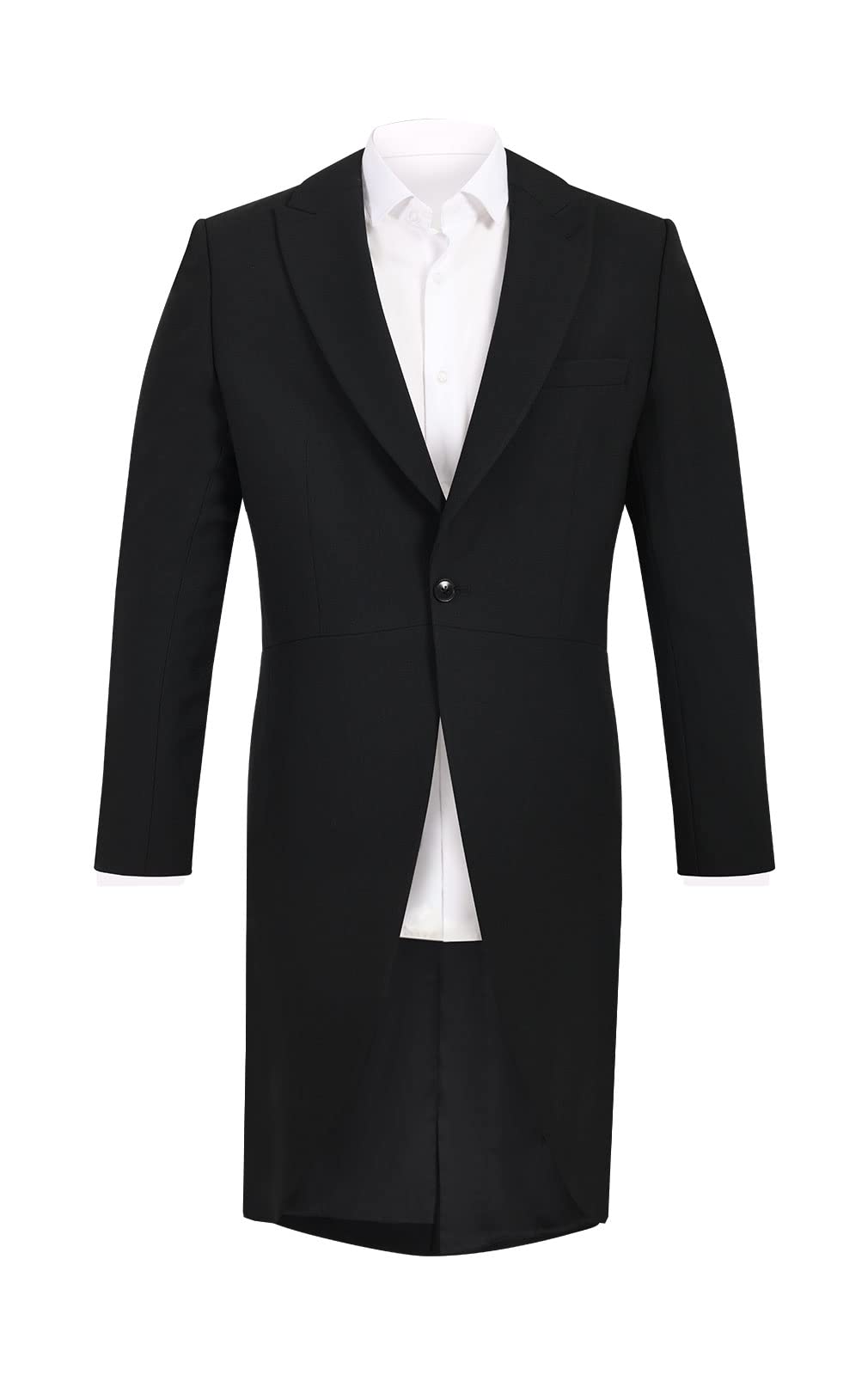 Dobell Mens Black Morning Wedding Tailcoat Regular Fit 100% Wool Herringbone Detail-42L