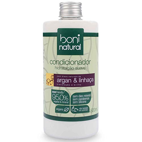 Condicionador Vegano e Natural, Argan e Linha&ccedil;a, Boni Natural, Cabelos Macios e Saud&aacute;veis, Boni...