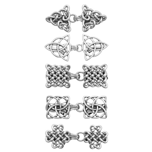 Image of 5 Pieces Vintage Sweater Swirl Clip, Dress Shirt Brooch Clip Shawl Clips Cloak Clasp Cardigan Shawl Collar Retro Button Clips and Silver Shawls Pin for Girl and Women