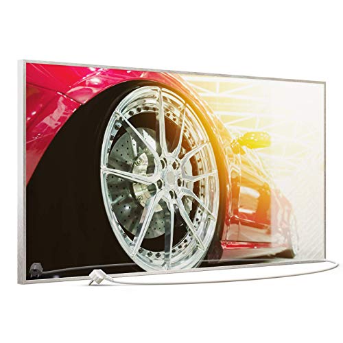STEINFELD Heizsysteme Glas Bild Infrarotheizung inkl. Thermostat | Deutscher Hersteller | Motive 008 rotes Auto