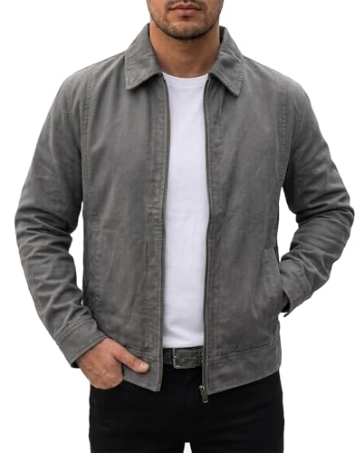 Image of Summer Lightweight Canvas Cotton Jacket Men - Punk Gothic Brando Biker Coat Classic Rock Streetwear Belted Jacket